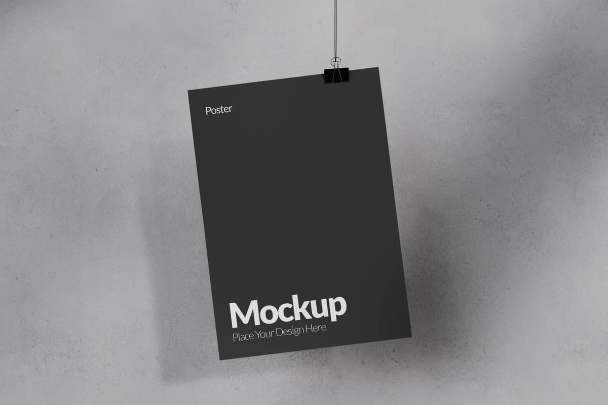 Osilgan plakat maketi | Hanging poster mockup