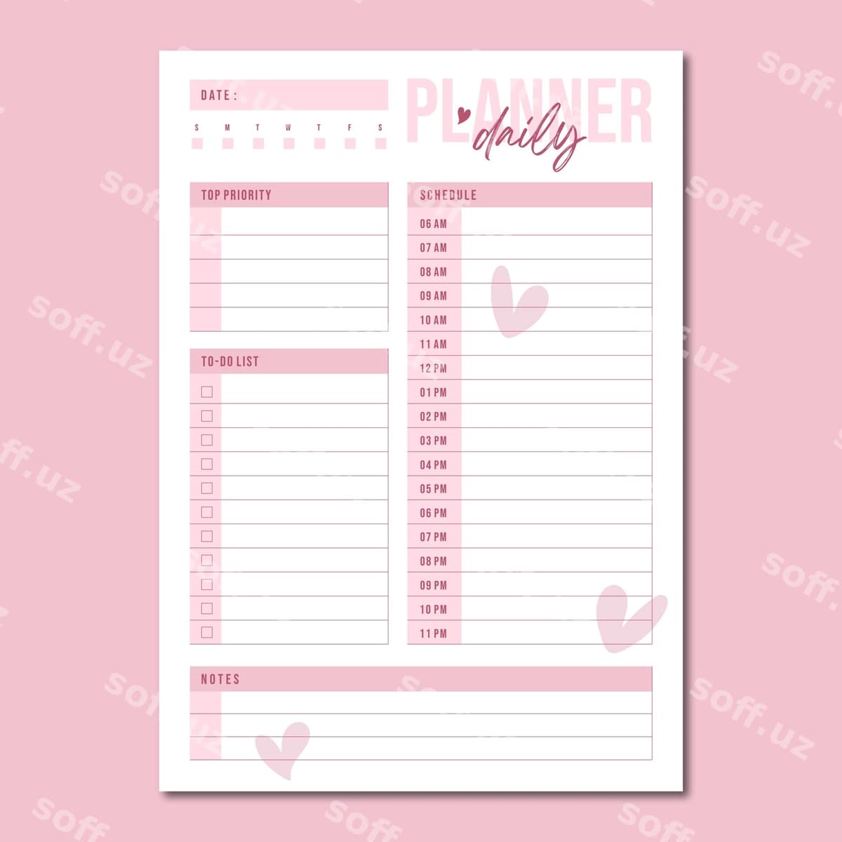 Kundalik rejador shabloni vektori | Daily planner vector template