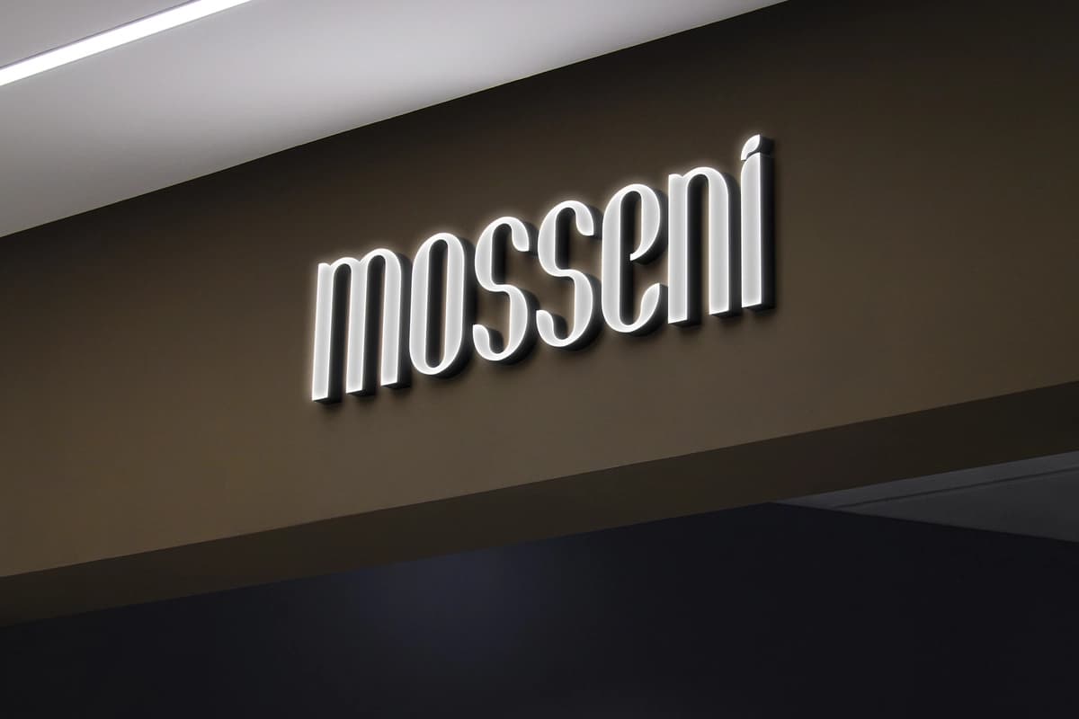 Logotipli hashamatli do'kon 3D belgisi | Logo mockup luxury storefront 3d sign