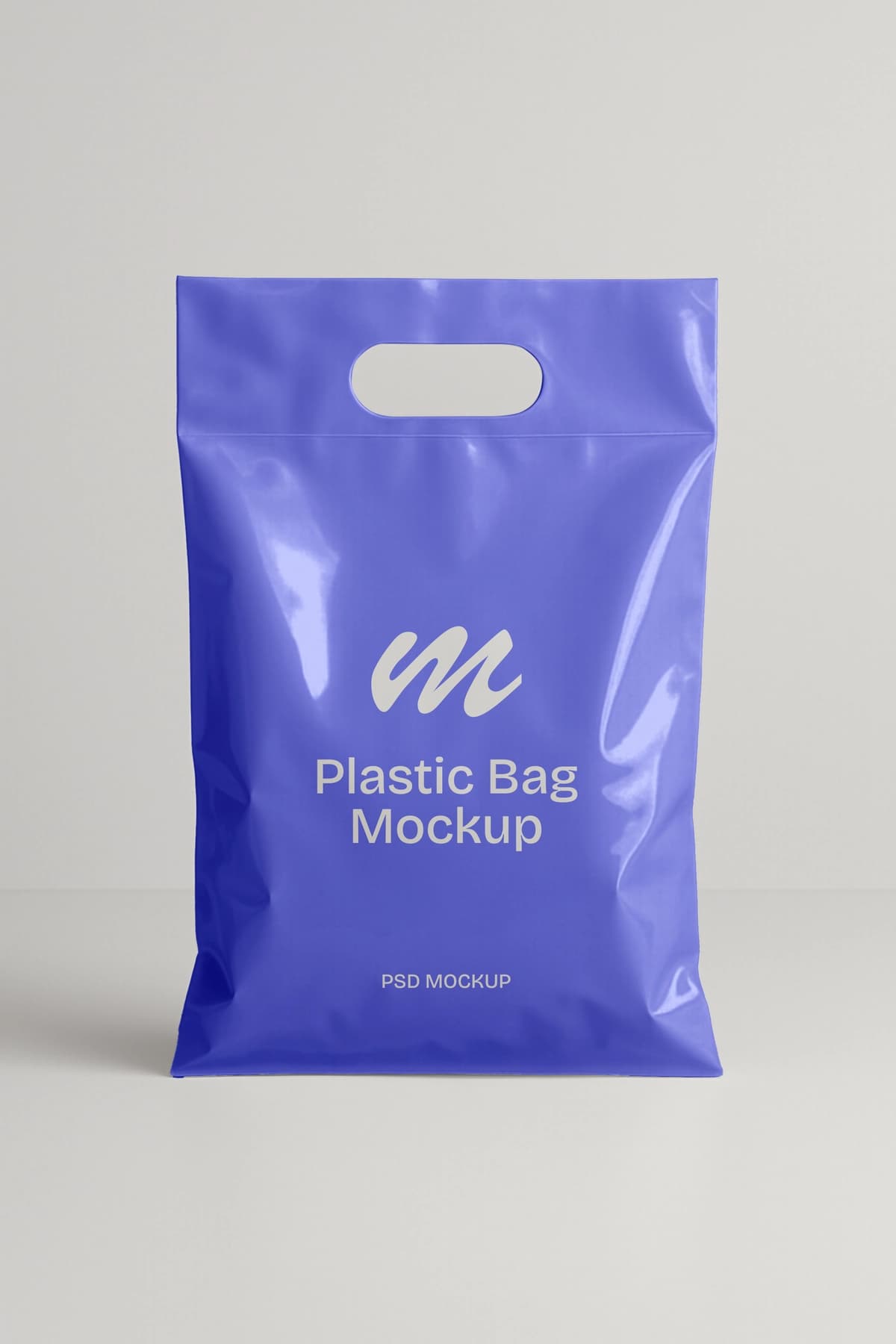 Tutqichli ko'k rangli plastik to'rva maketi | Plastic bag mockup blue with handle