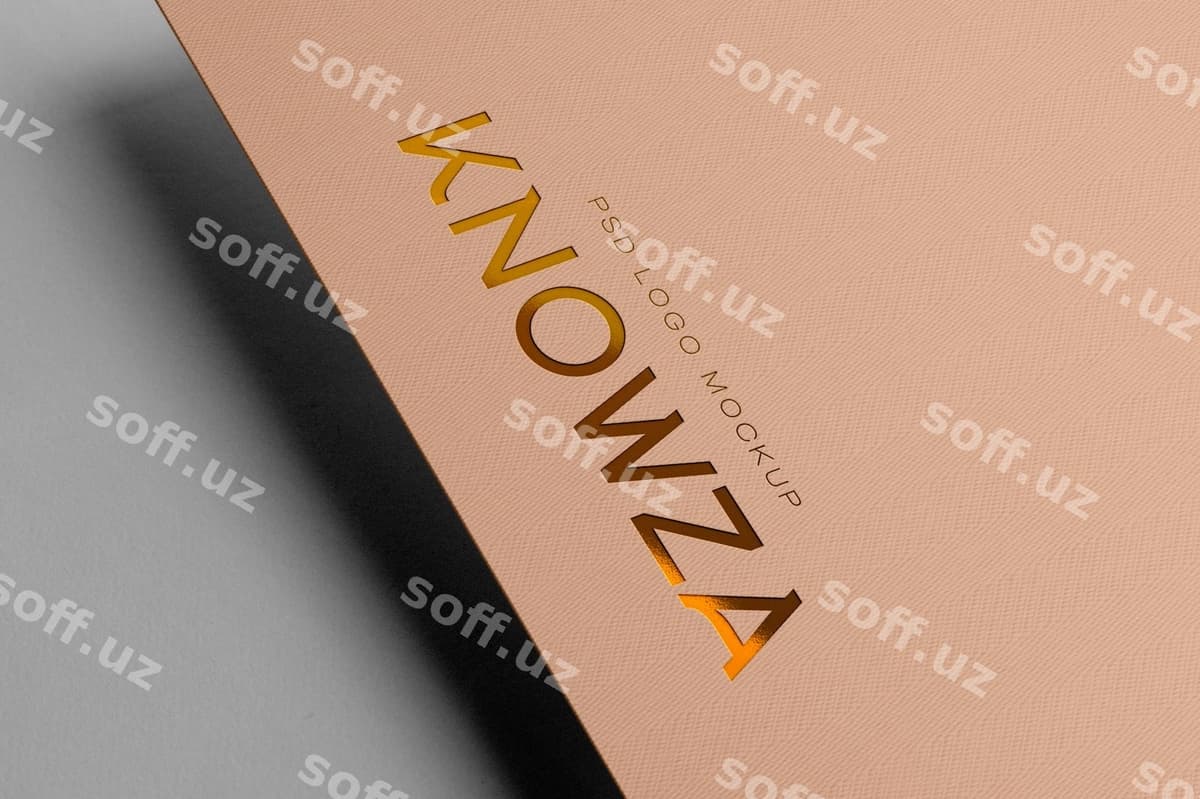 Bosilgan logotip namunasi kraft qog'oz | Debossed logo mockup kraft paper