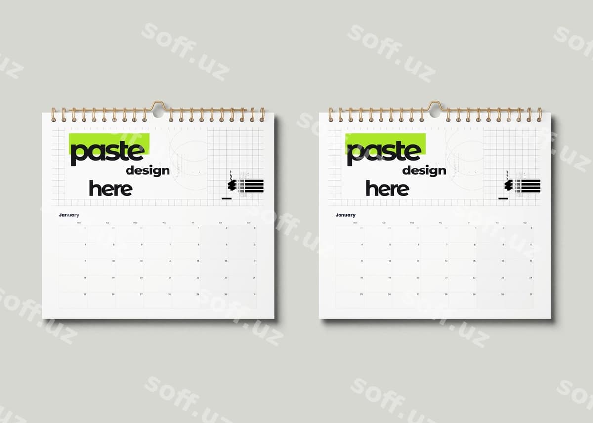 Dekorativ namuna kalendar devori | Decorative mockup calendar wall