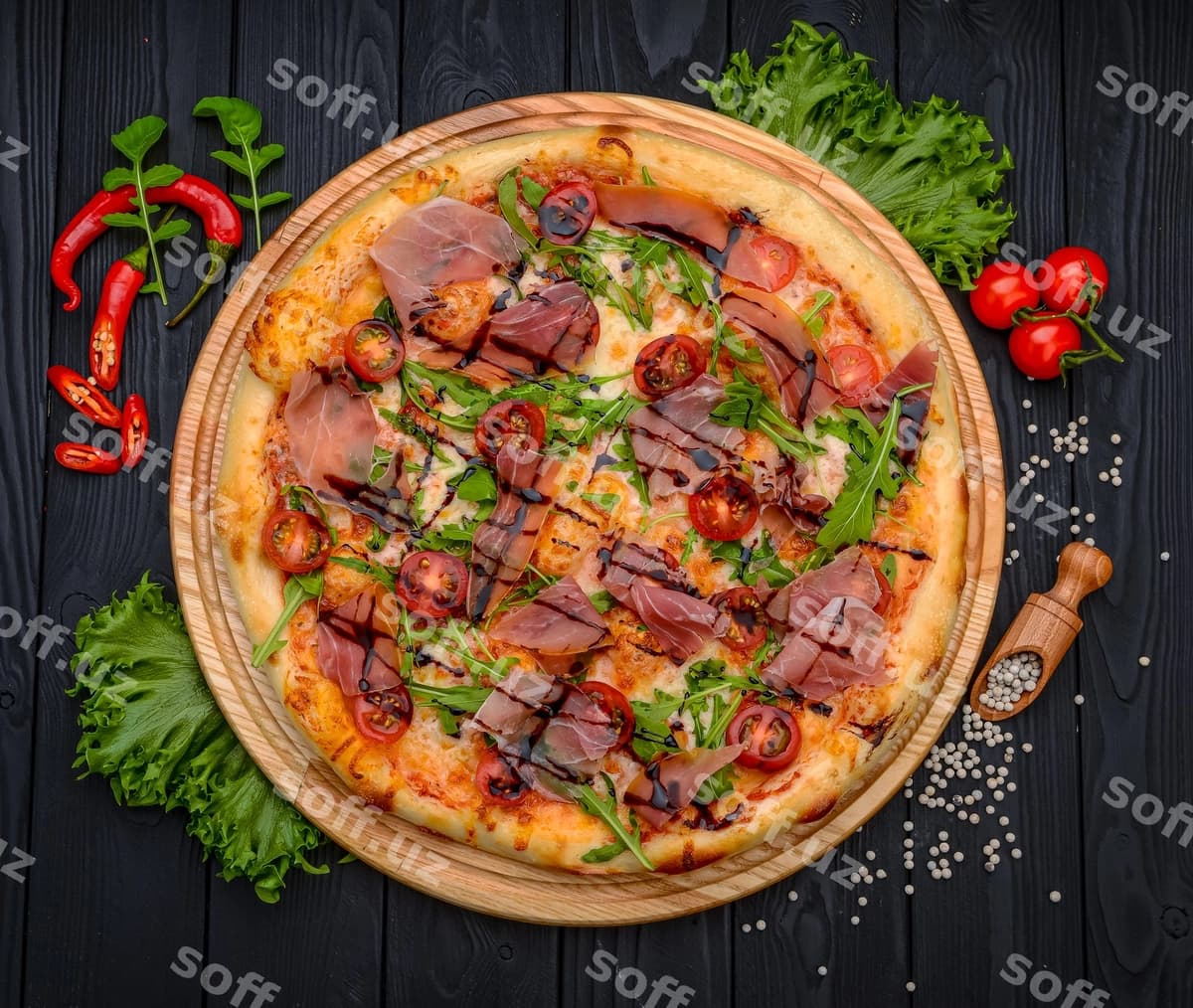 Proshyutto va rukolli mazali pitsa | Delicious pizza with prosciutto arugula