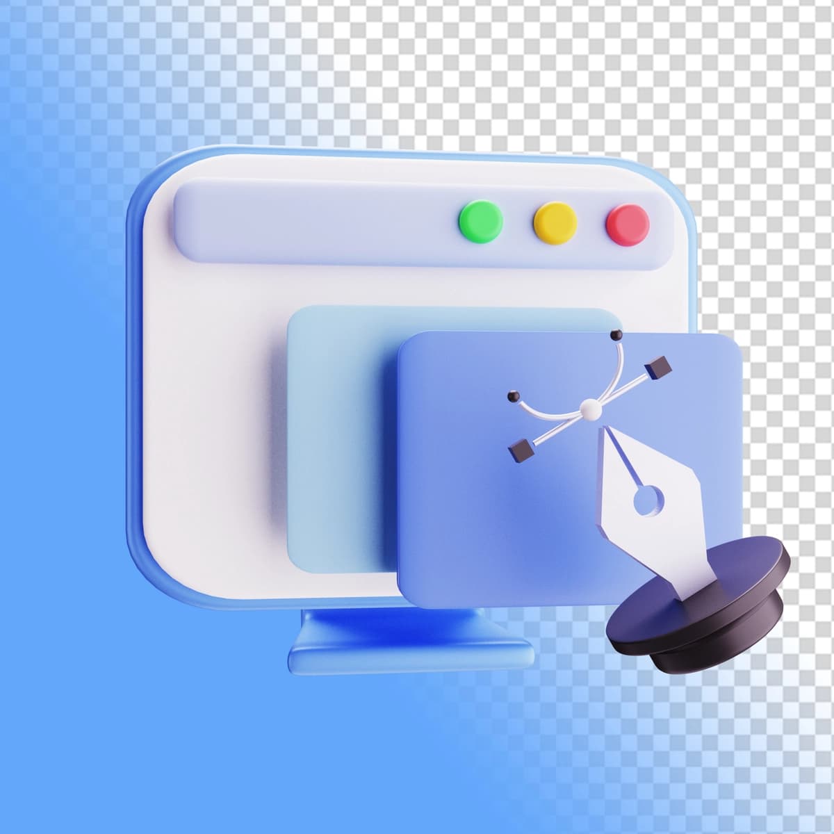 3D renderlash qalam piktogramma tasviri vektor kontseptsiyasi vositalari dizayni | 3d rendering pen icon illustration vector concept tools design