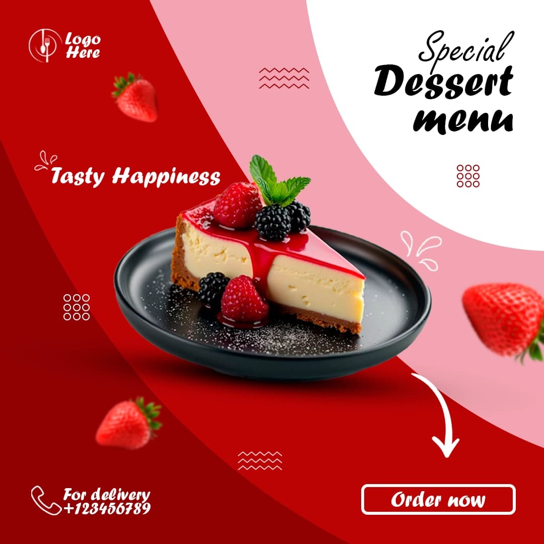 Desert menyusi uchun reklama shabloni