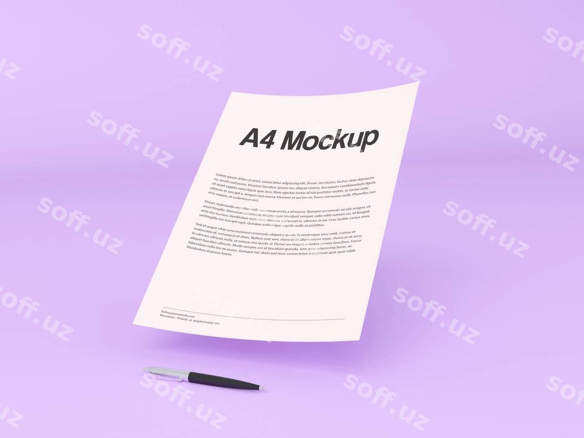 Binafsha rangli fon hujjatining maketi | Document purple background mock up