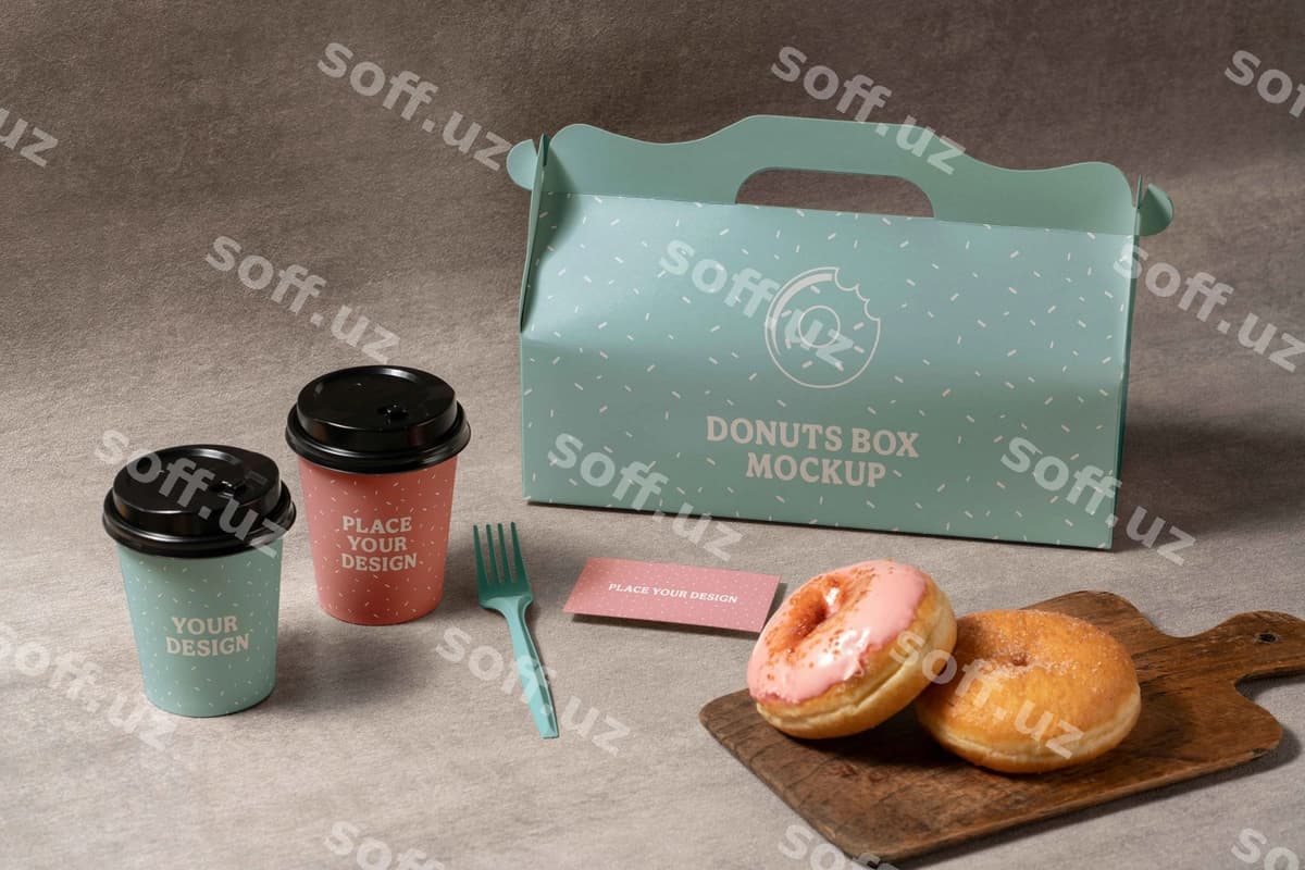 Donut qutisi mockup dizayni | Donut box mockup design