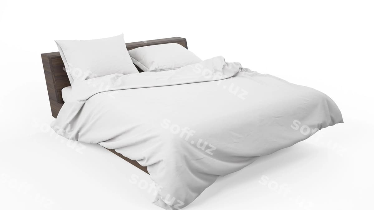 Ikki kishilik yotoq oq rangli yotoq uchun mo'ljallangan ajraltirilgan | Double bed with white bedding isolated