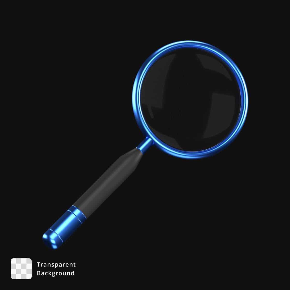 Shaffof fonli ko'k qora lupa | Magnifying glass blue black with transparent background