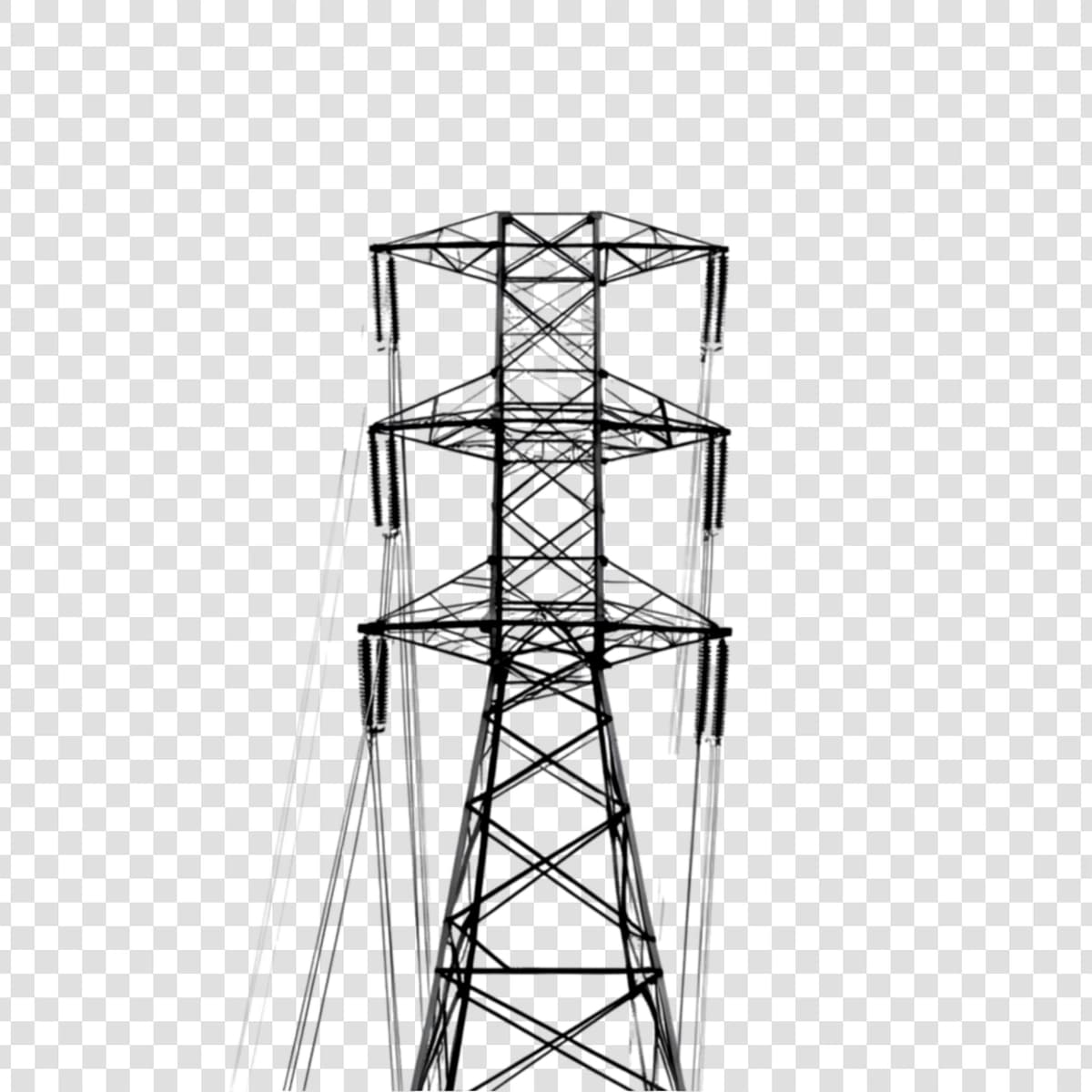 Shaffof fonda elektr uzatish minorasi | Power transmission tower against transparent background