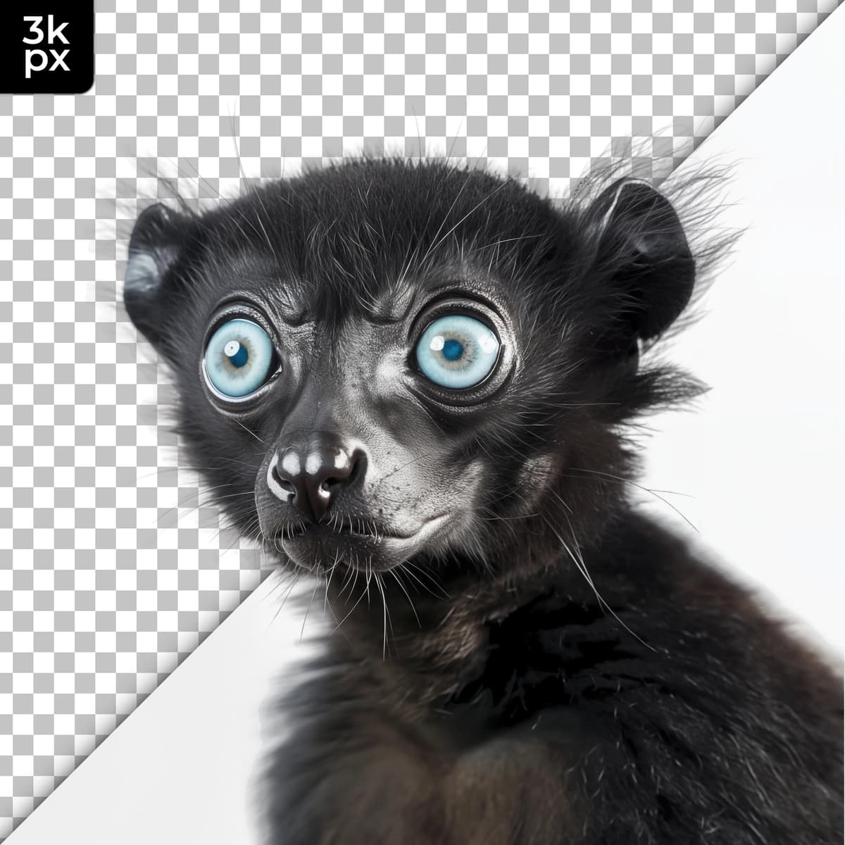Ko'k ko'zlari qora burunli qora fon rasmli mushuk | Cat with blue eyes black nose with black background with picture