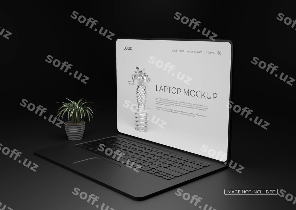 Elegant noutbuk ekrani namunasi ajraltirilgan | Elegant laptop screen mockup isolated