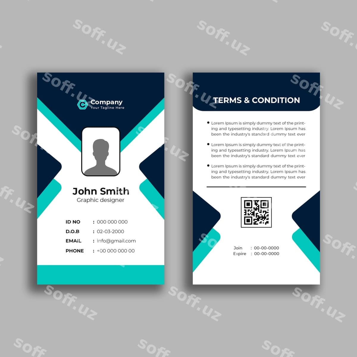 Xodimning shaxsiy guvohnomasi dizayni | Employee id card design
