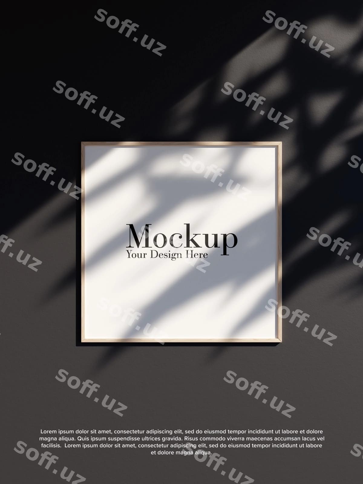 Qora devorda osilgan bo'sh ramka maketi | Empty frame mockup hanging black wall