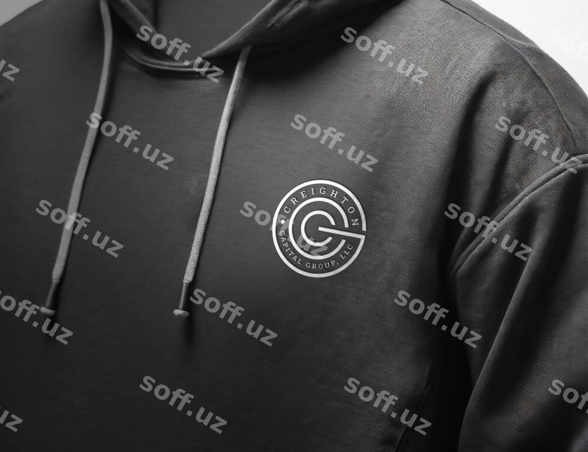 Chizilgan logotip namunasi chap ruchkada fudbolka | Engraved logo mockup left chest hoodie