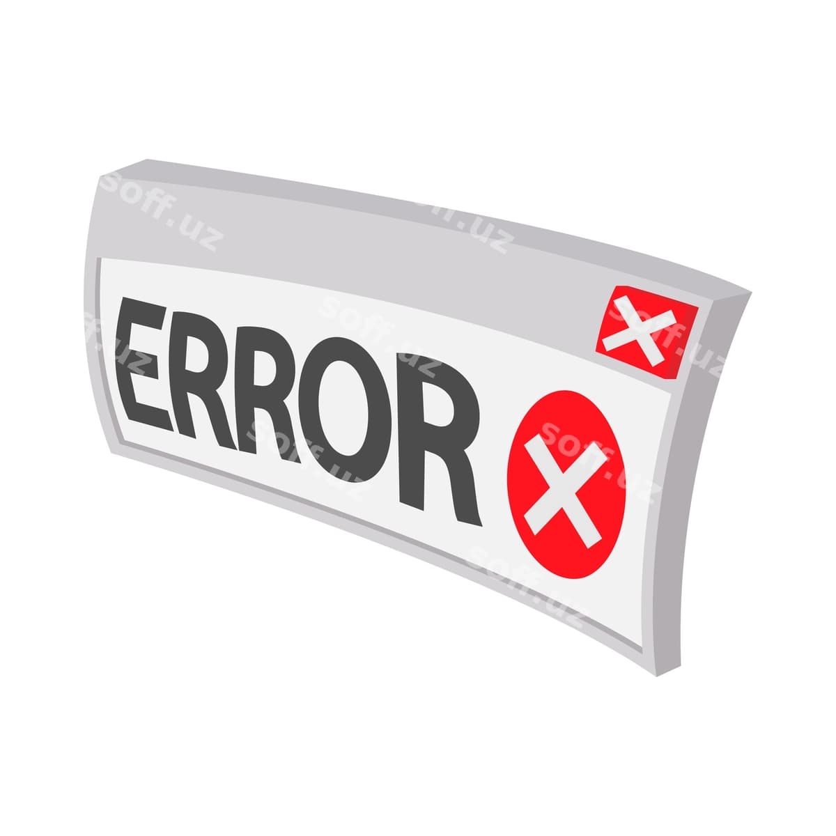 Xato ikonka multfil'm uslubi oq fon | Error icon cartoon style white background