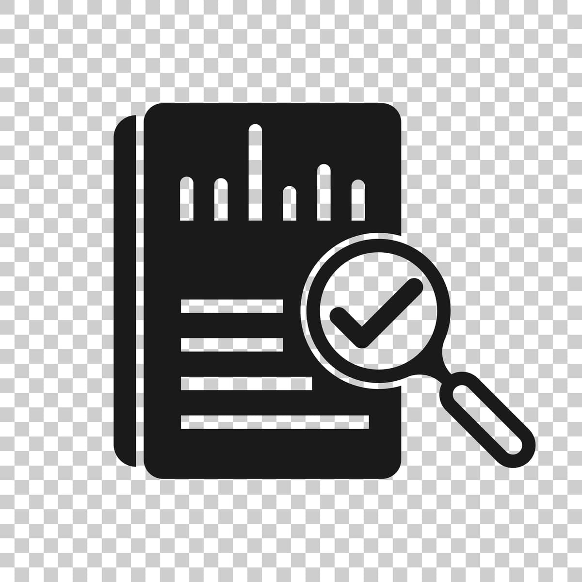 Audit hujjati belgisi shaffof uslub natijalari hisoboti vektor rasmi | Audit document icon transparent style result report vector illustration