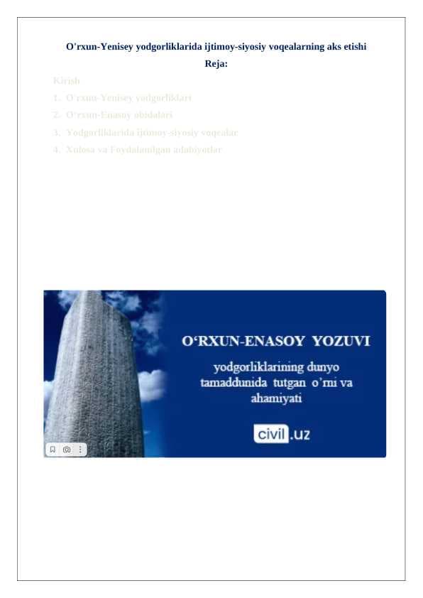 O'rxun-Yenisey yodgorliklarida ijtimoy-siyosiy voqealarning aks etishi   24