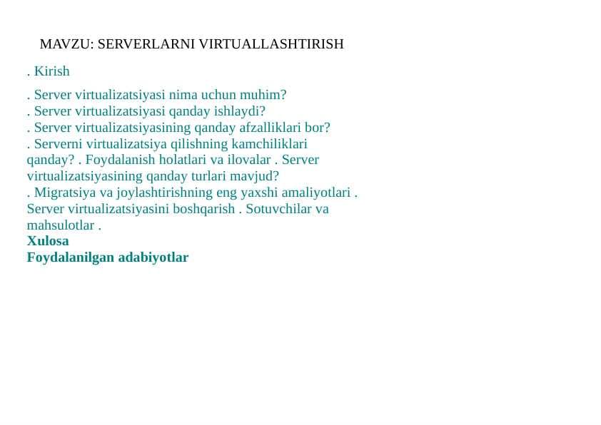 Serverlarni virtuallashtirish