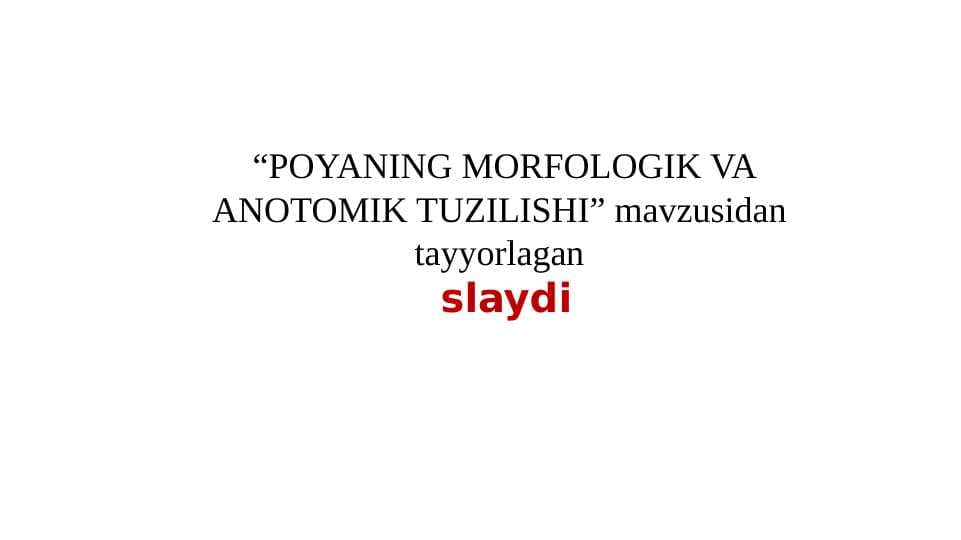 POYANING MORFOLOGIK VA ANOTOMIK TUZILISHI