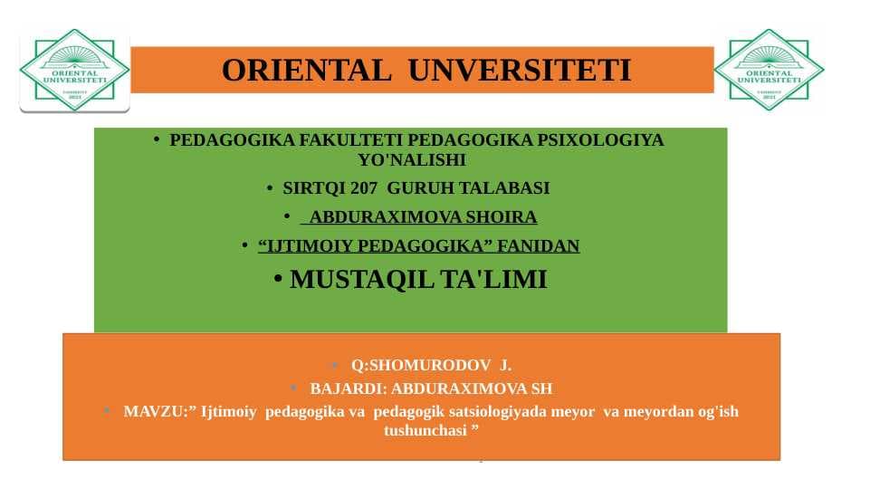 Ijtimoiy  pedagogika va  pedagogik satsiologiyada meyor  va meyordan og'ish tushunchasi