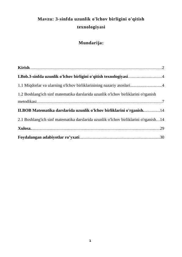 3-sinfda uzunlik o'lchov birligini o'qitish