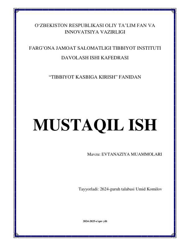 Evtanaziya muammolari