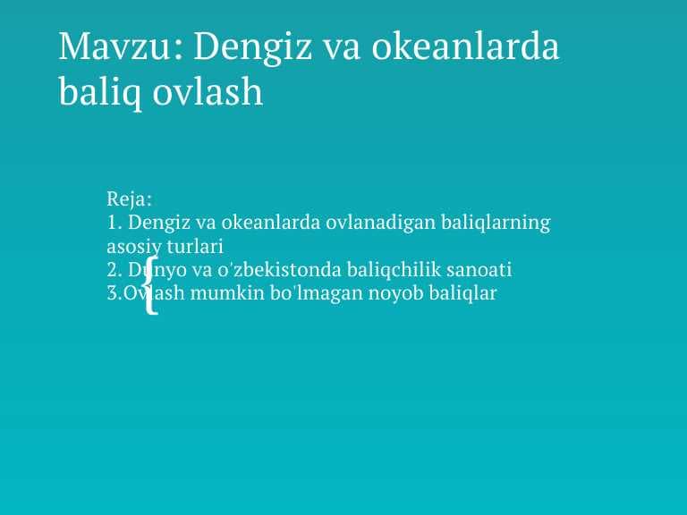 Dengiz va okeanlarda baliq ovlash