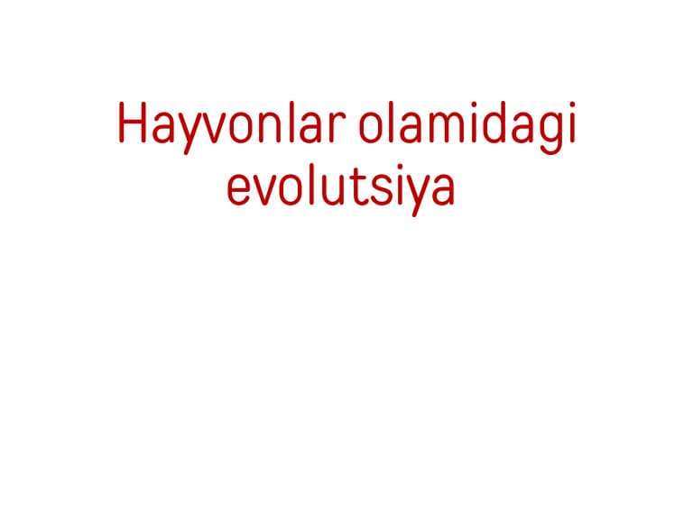 Hayvonlar olami evolyutsiyasi