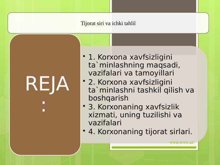 Tijorat siri va ichki tahlil