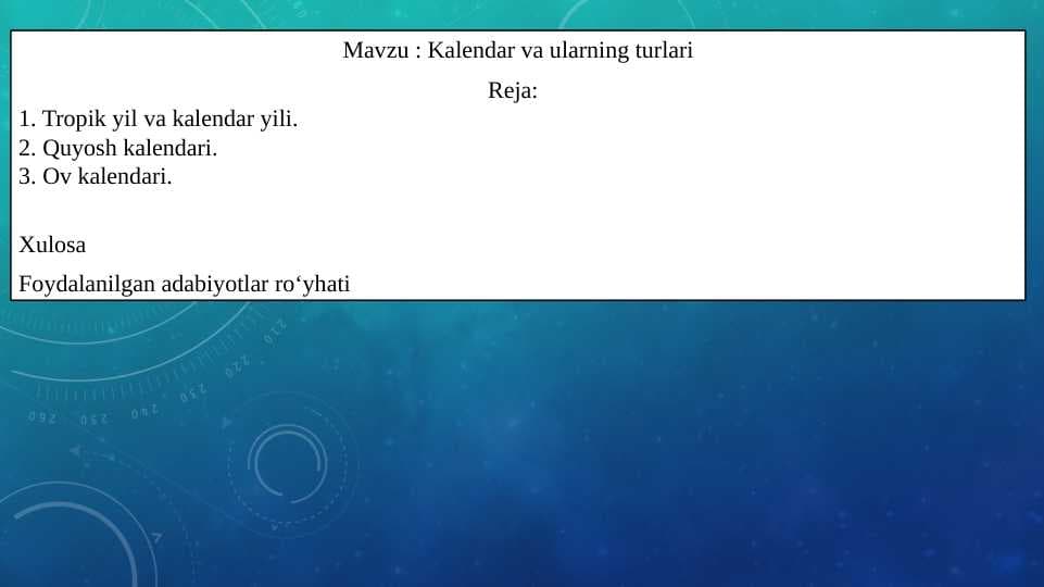 Kalendar va ularning turlari
