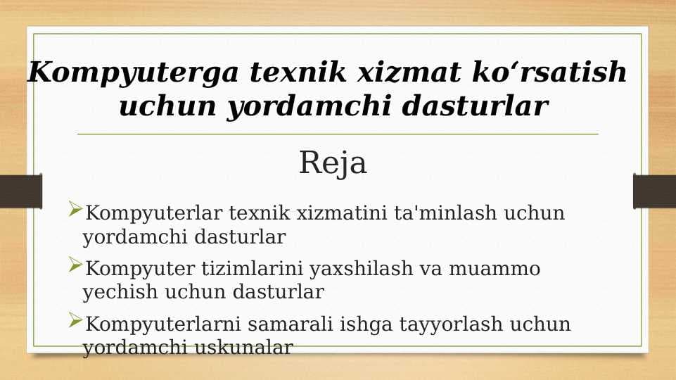 Kompyuterga texnik xizmat koʻrsatish