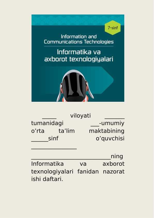 7-sinf Informatika nazorat ishi savollari