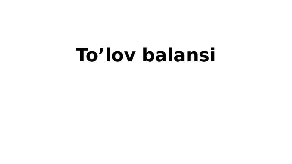 To’lov balansi