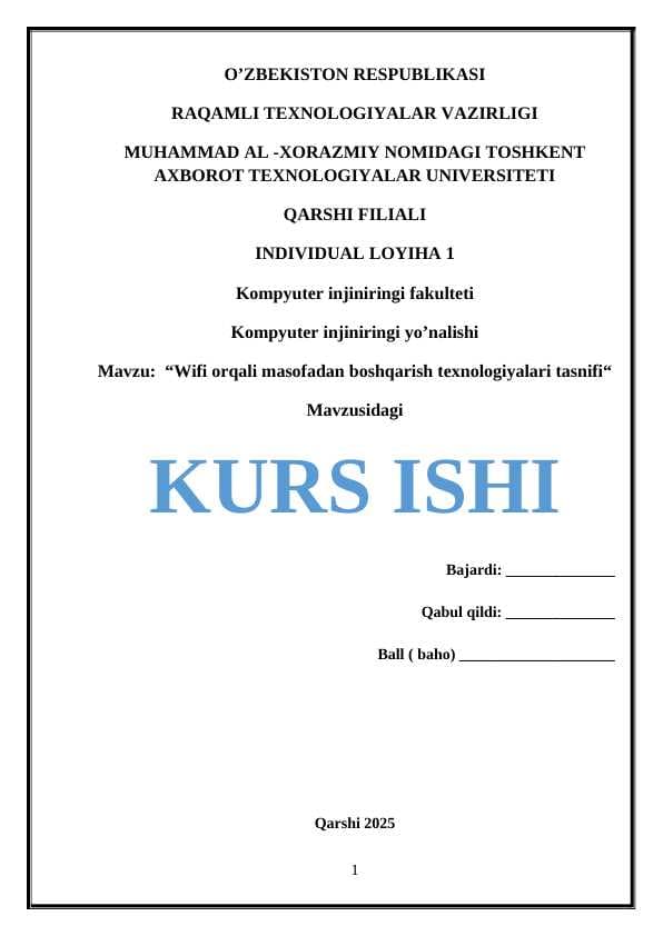 Wifi orqali masofadan boshqarish texnologiyalari tasnifi