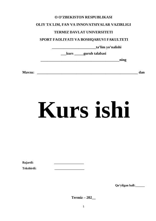 KATTA YOSHDAGILARDA TASHKIL ETILADIGAN JISMONIY TARBIYA VA SPORT