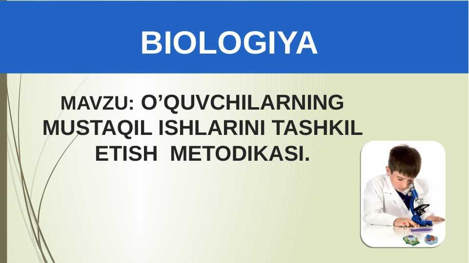 O’QUVCHILARNING MUSTAQIL ISHLARINI TASHKIL ETISH  METODIKASI