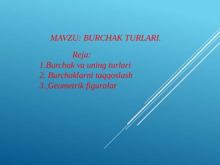 Burchak turlari.