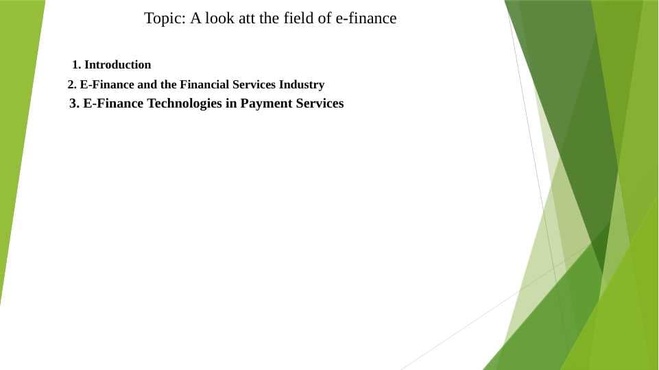 A look att the field of e-finance