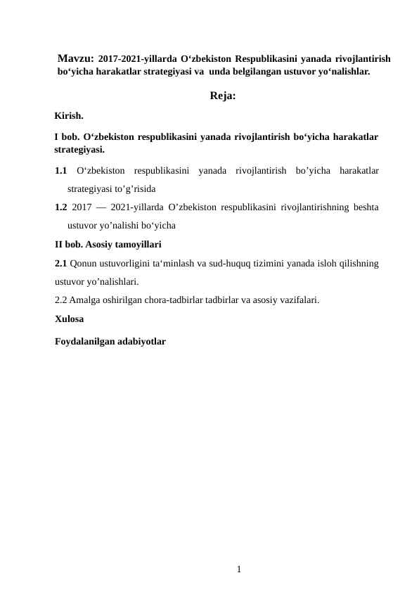 2017-2021-yillarda O‘zbekiston Respublikasini yanada rivojlantirish boʻyicha harakatlar strategiyasi