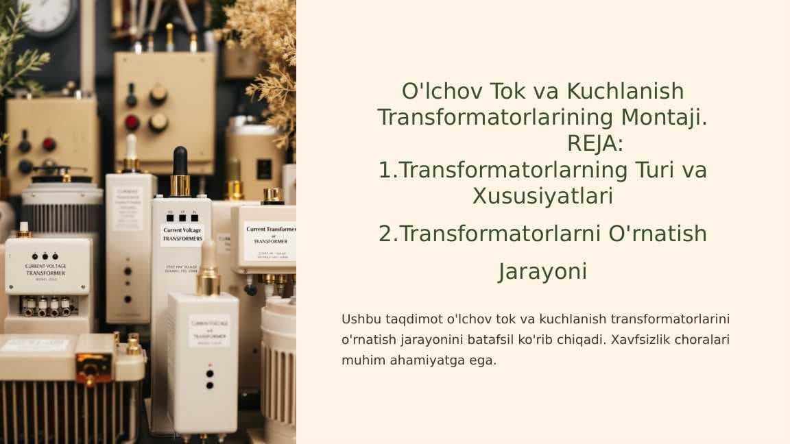 O'lchov Tok va Kuchlanish Transformatorlarining Montaji.
