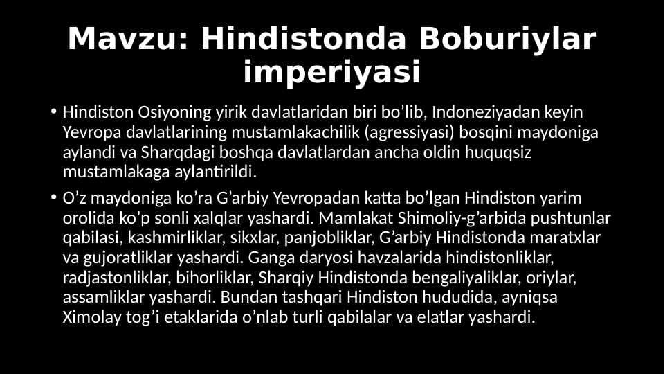 Hindistonda Boburiylar imperiyasi