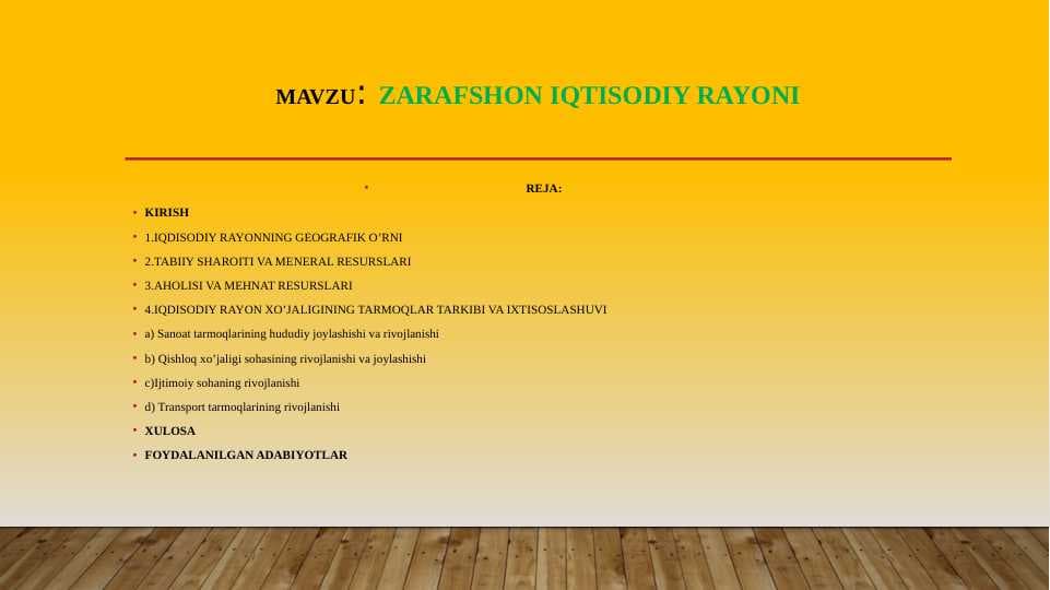 Zarafshon iatisodiy rayoni taqdimot