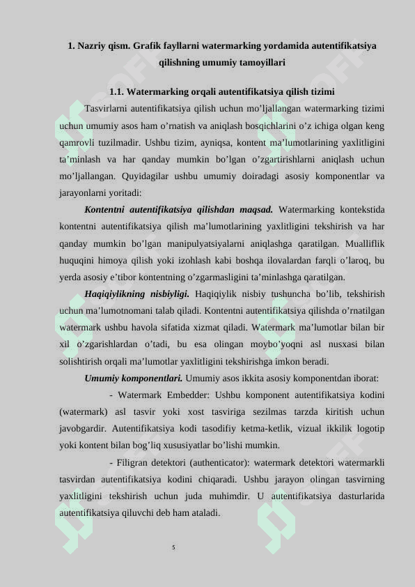 Watermarking Asosida Grafik Fayllarni Autentifikatsiyalash