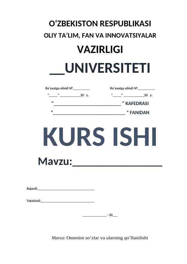 Omonim so’zlar va ularning qo’llanilishi