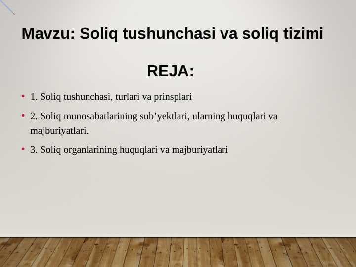 Soliq tushunchasi va soliq tizimi