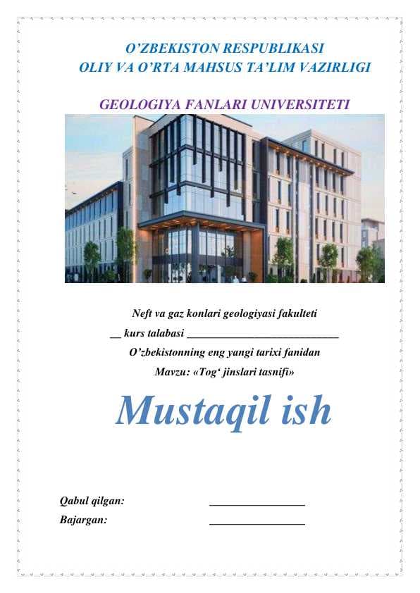 Tog' jinslari tasnifi