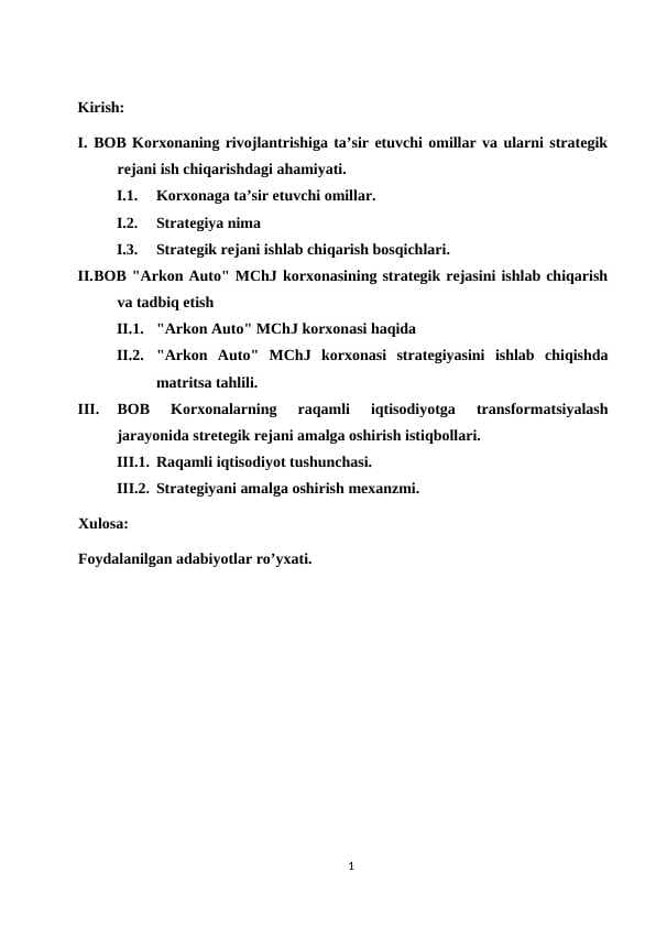 Korxonaning rivojlantrishiga ta’sir etuvchi omillar