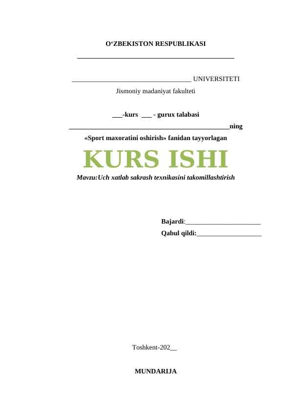 Uch xatlab sakrash texnikasini takomillashtirish