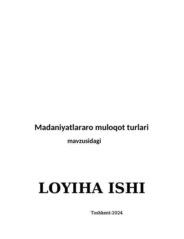 Madaniyatlararo muloqot turlari